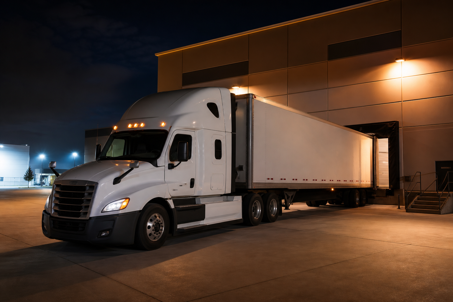 Tráiler de carga en andén industrial